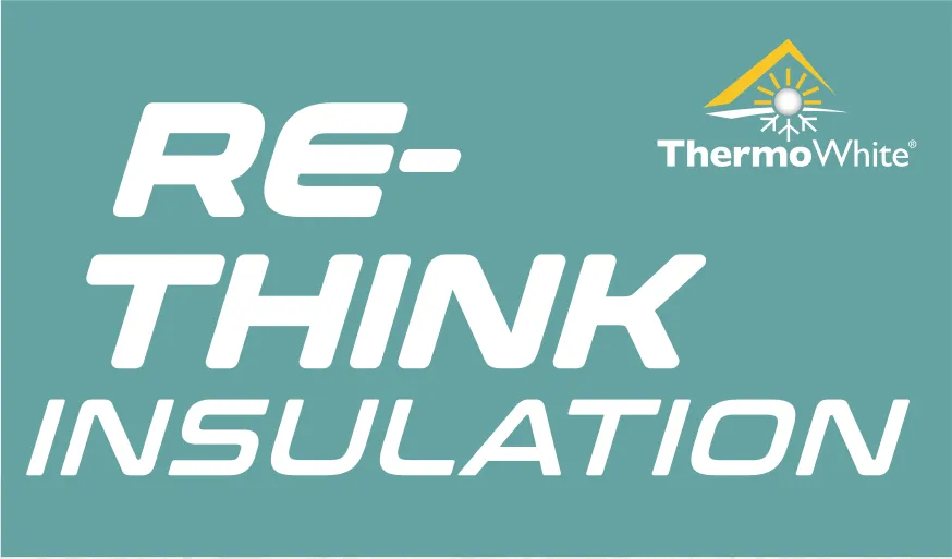 Claim-Artwork: Re-Think Insulation auf Türkis